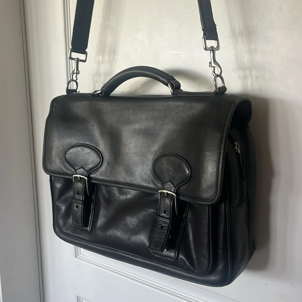 Vintage Coach supple black leather laptop, briefcase Crossbody J23-5237 unisex - Picture 2 of 12
